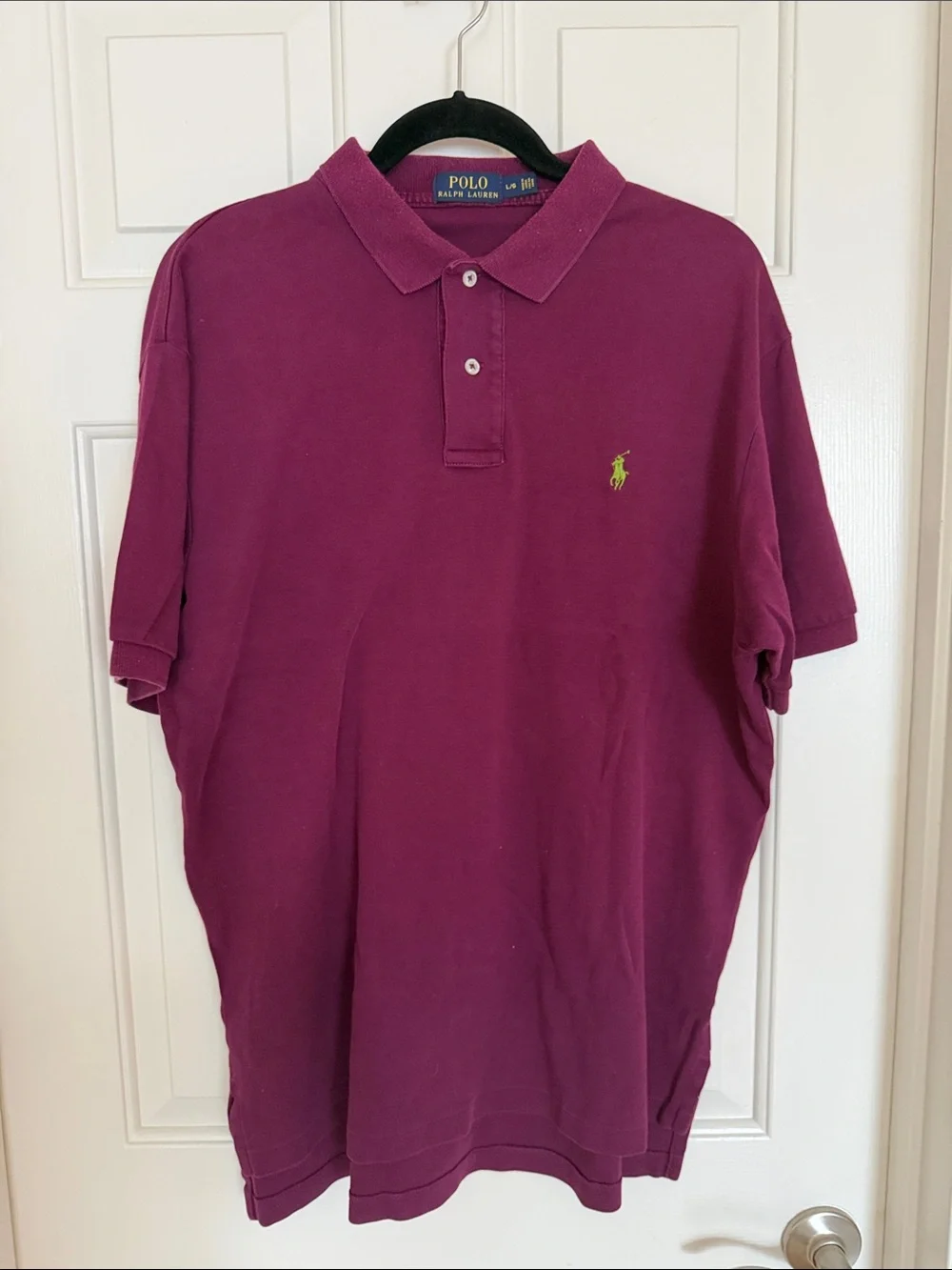 Polo by Ralph Lauren Men's Plum Polo Shirt with Green Logo Sz L